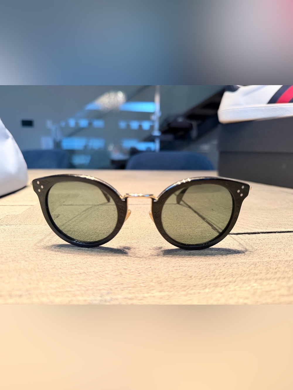 Celine CL4011UN 01A black Frame Three Dot Sunglasses